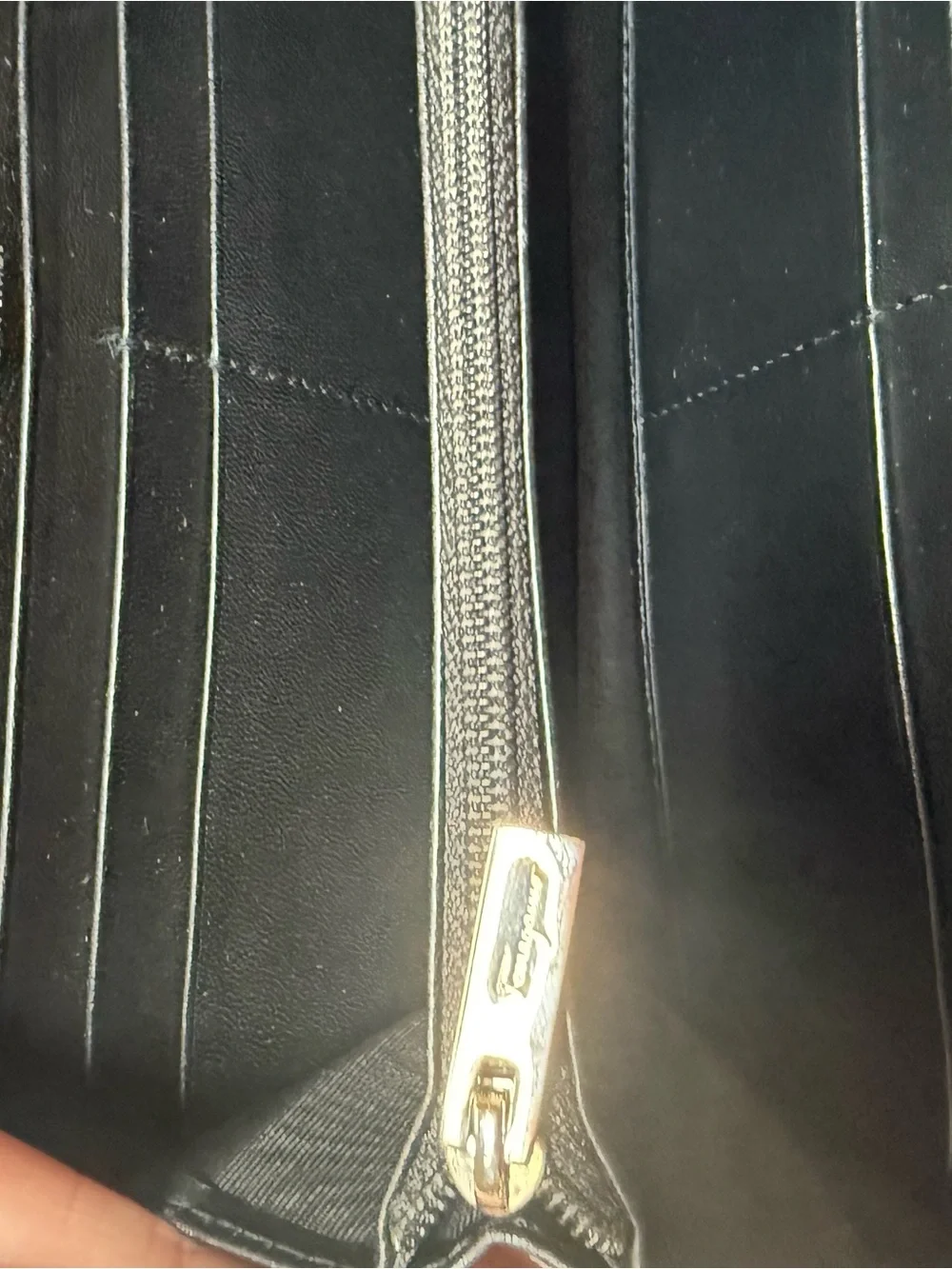 Salvatore Ferragamo Metallic Fuchsia Zip Wallet